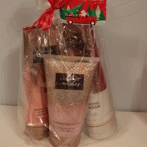 NEW Bath Body Gift Set 3 Lot of Cream Scrub Wash Pink Glitter Beauty Skincare